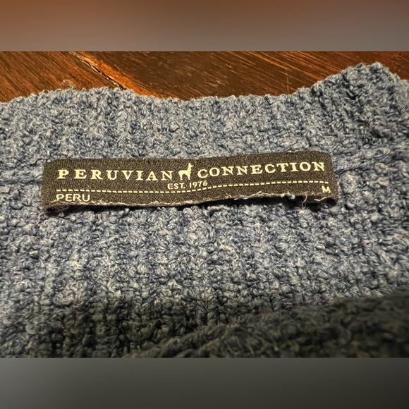 Peruvian Connection Textured Knit Sweater Women’s M Long Sleeve Dusty Blue Pima - Picture 6 of 11